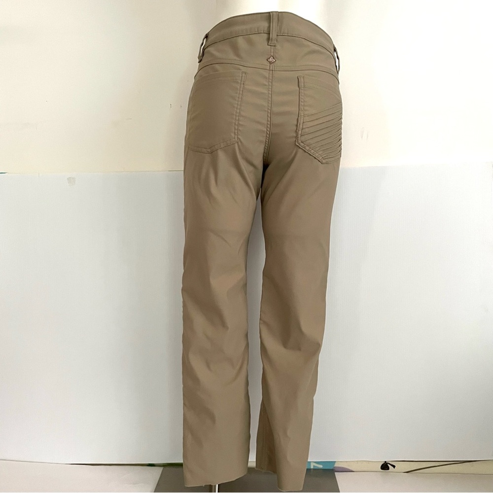 Brenna Fitted Mid Rise Skinny Moto Stretch Pants in Khaki Size 10 - Picture 3 of 12